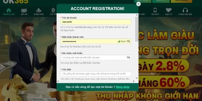 Các thông tin cơ bản cần có để tạo tài khoản